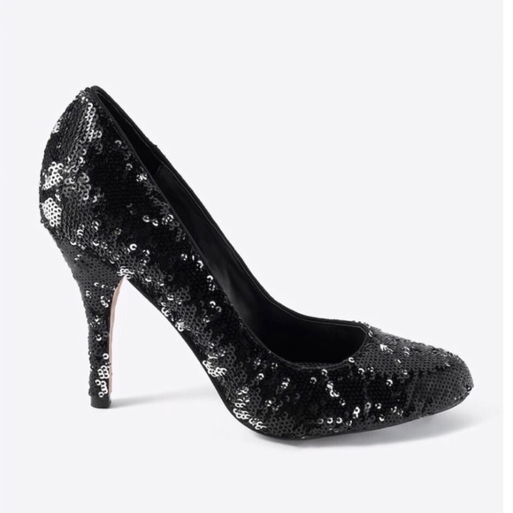 White House Black Market Shoes - WHBM Marco Black & Silver Sequin Pumps